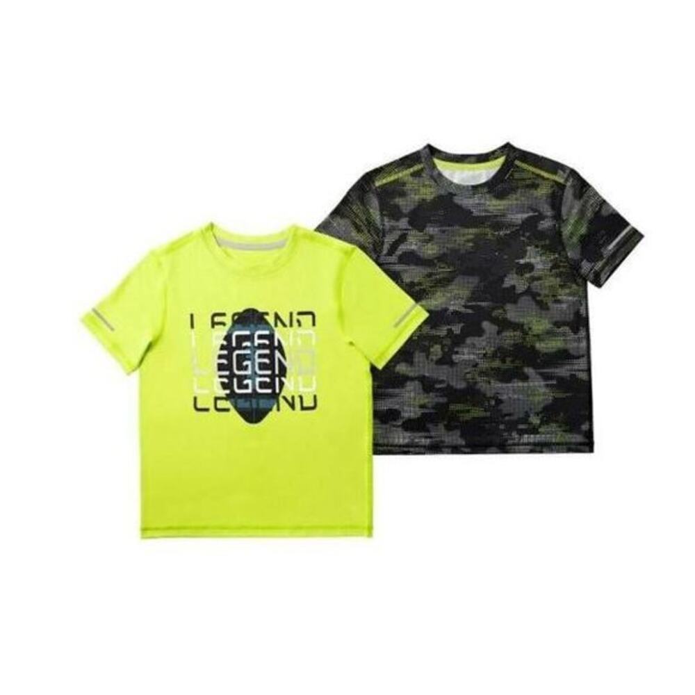 Member's Mark Boy's 2-Pack Active Tees Chartreuse/ Camo, Size 5/6